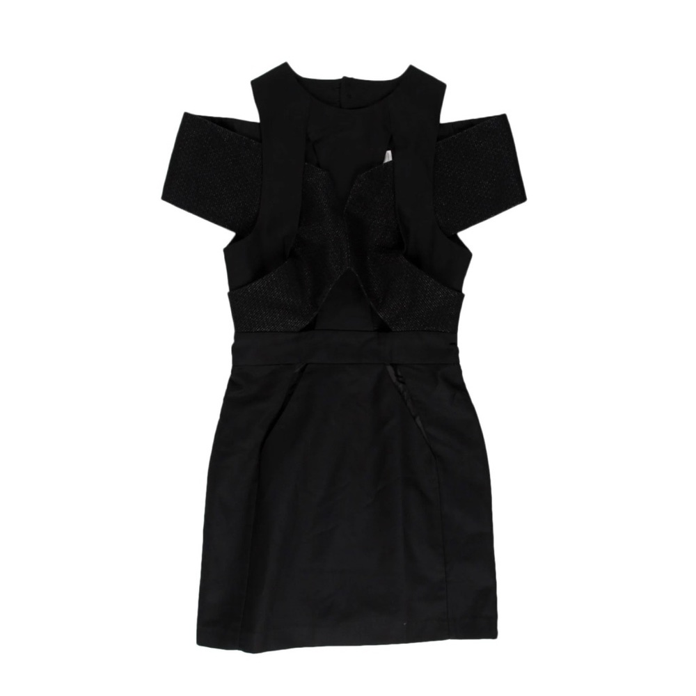 Dion Lee Black Wool Scoop Neck Cutout Mini Dress